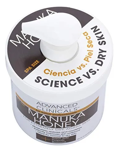 Advanced Clinicals Manuka Honey Cream for Extremely Dry, Aging Skin For Face, Neck, Hands, and Body. Spa Size 16oz (16oz)
