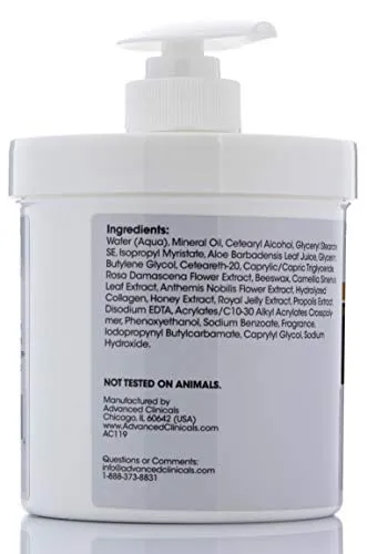 Advanced Clinicals Manuka Honey Cream for Extremely Dry, Aging Skin For Face, Neck, Hands, and Body. Spa Size 16oz (16oz)