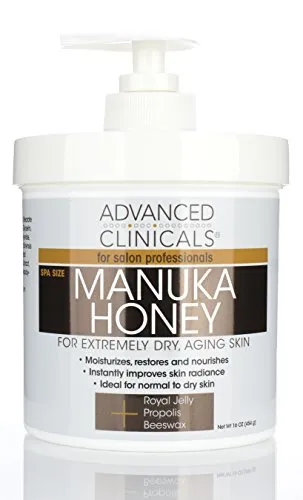 Advanced Clinicals Manuka Honey Cream for Extremely Dry, Aging Skin For Face, Neck, Hands, and Body. Spa Size 16oz (16oz)