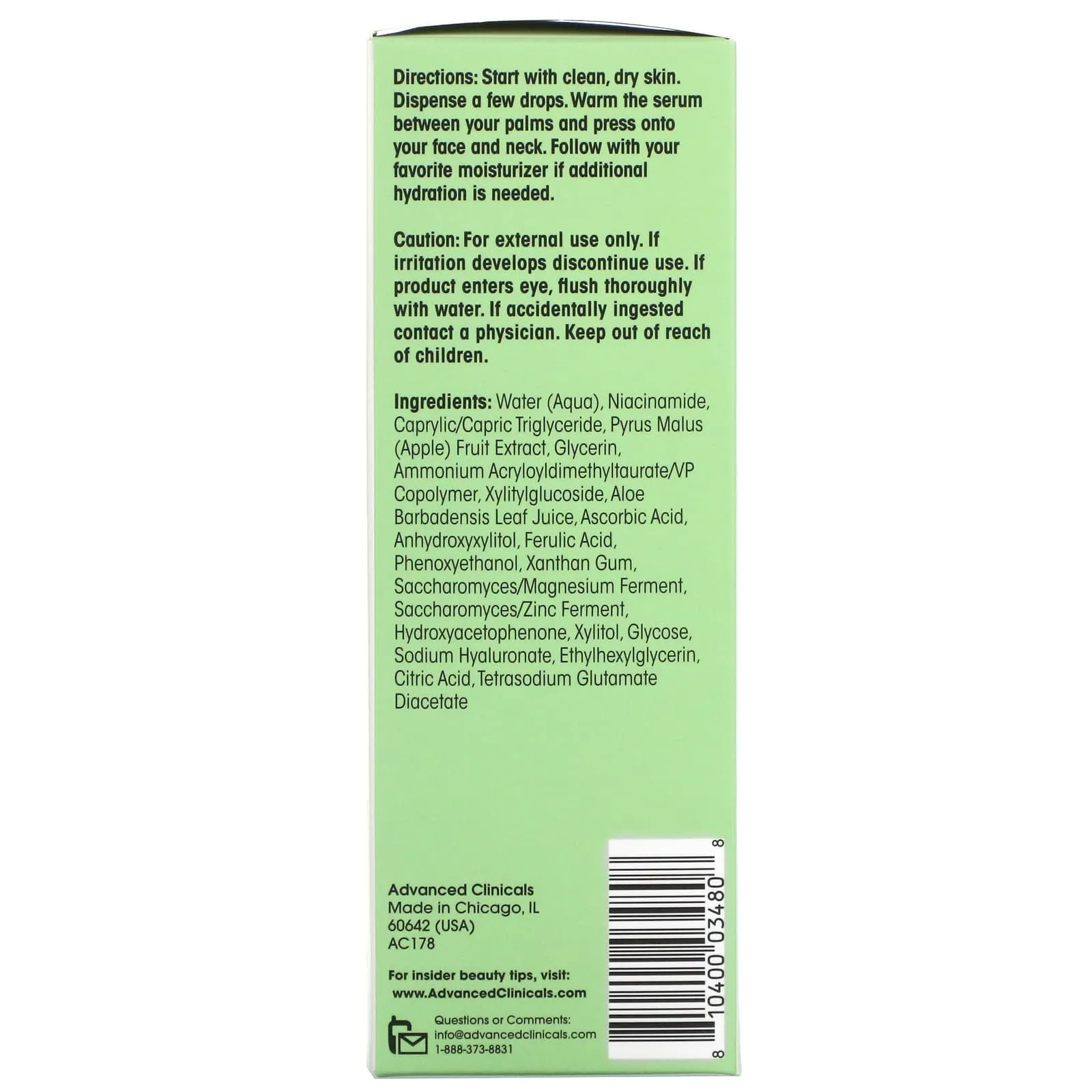 Advanced Clinicals Serum with 5% Niacinamide, 52 ml