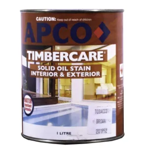 Apco Timbercare Solid Oil Stain Tobacco Brown 1L