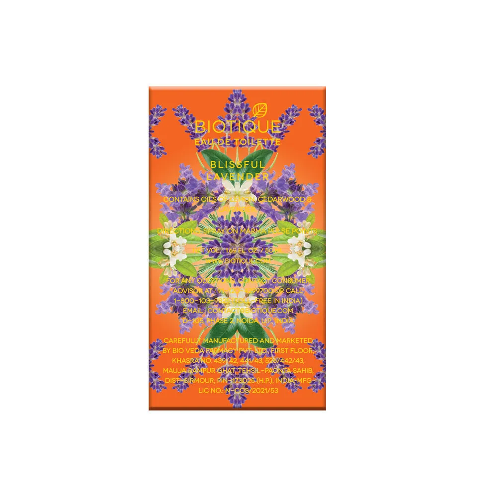BIOTIQUE BLISSFULL LAVENDER Eau De Toilette 50ml (Pack of 2)