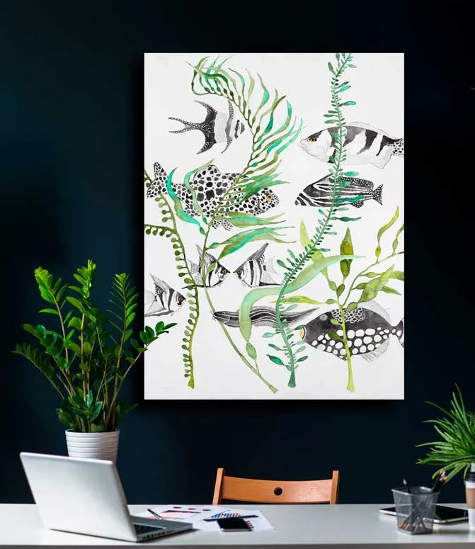 Black And White Fish Canvas Wall Art