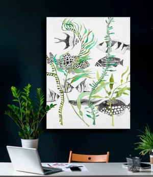 Black And White Fish Canvas Wall Art