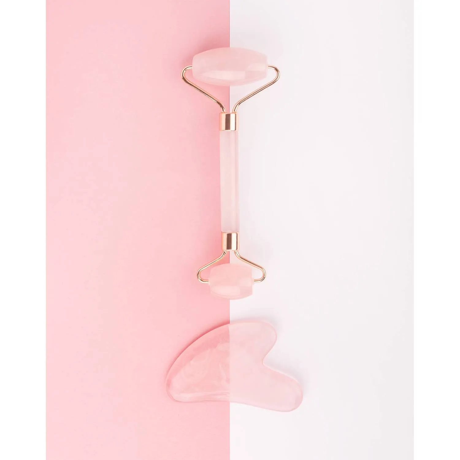 brushworks HD Rose Quartz Resin Roller & Gua Sha
