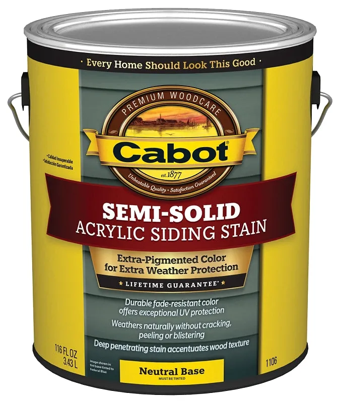 Cabot 1100 Series 140.0001106.007 Semi-Solid Siding Stain, Natural Flat, Liquid, 1 gal, Can :GAL: QUANTITY: 4
