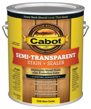 Cabot 140.0000316.007 Semi Transparent Stain, New Cedar, Liquid, 1 gal :GAL: QUANTITY: 4