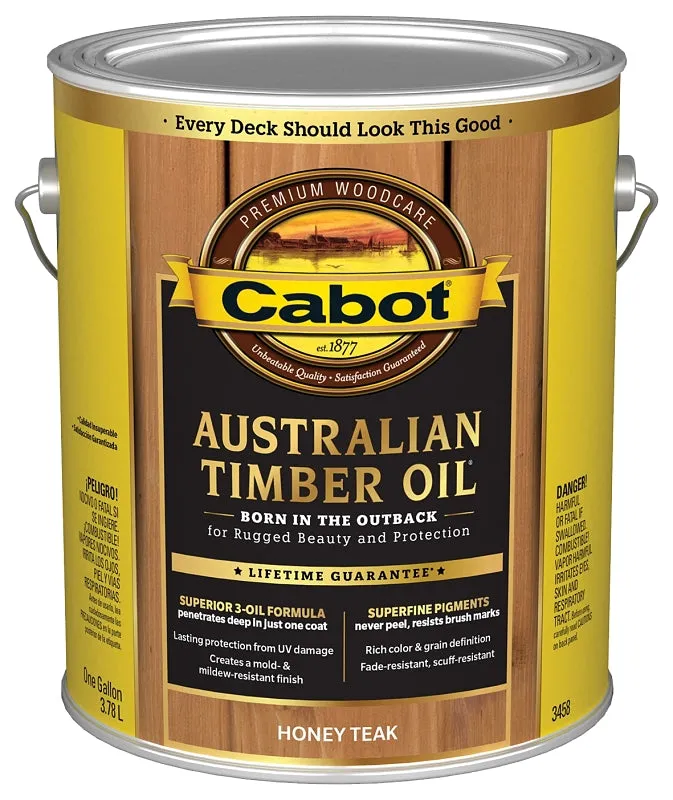 Cabot 140.0003458.007 Australian Timber Oil, Honey Teak, Liquid, 1 gal :GAL: QUANTITY: 4