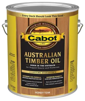 Cabot 140.0003458.007 Australian Timber Oil, Honey Teak, Liquid, 1 gal :GAL: QUANTITY: 4