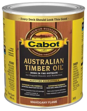 Cabot 140.0003459.005 Australian Timber Oil, Mahogany Flame, Liquid, 1 qt, Can :QUART: QUANTITY: 1