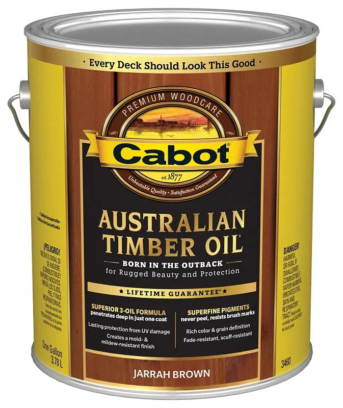 Cabot 140.0003460.007 Australian Timber Oil, Jarrah Brown, Liquid, 1 gal, Can :GAL: QUANTITY: 1