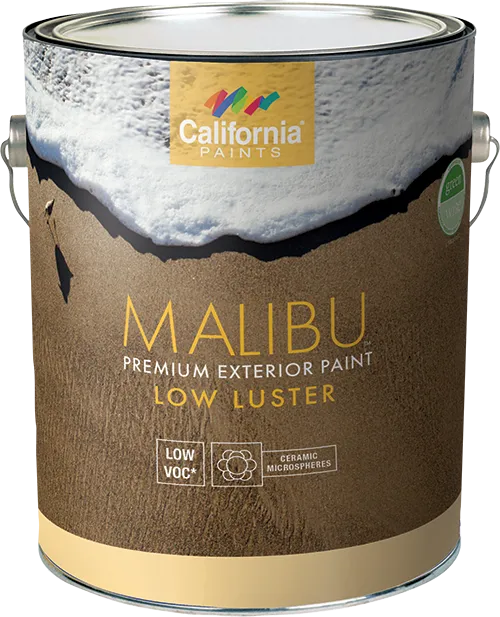 California Products Malibu Premium Exterior Paint Low Luster Super Hide White - 1 Gallon