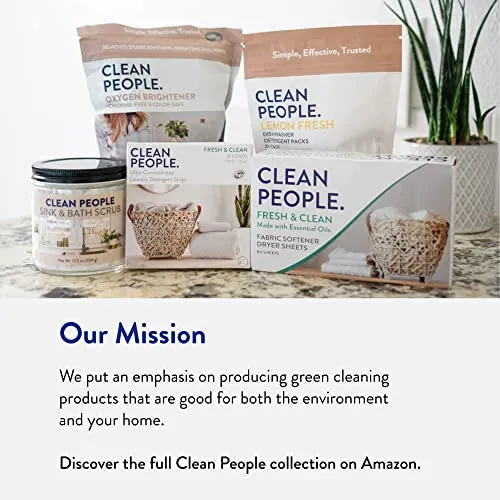 Clean People Ultra Concentrated Laundry Detergent Strips & Fabric Softener Sheets - Plant-Based, Eco Friendly Laundry Detergent 96ct & Dryer Sheets 160ct (Fresh Scent)