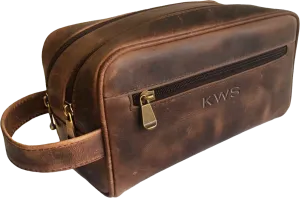 Columbian Distressed Leather Double Zip Shave Kit 771-20904