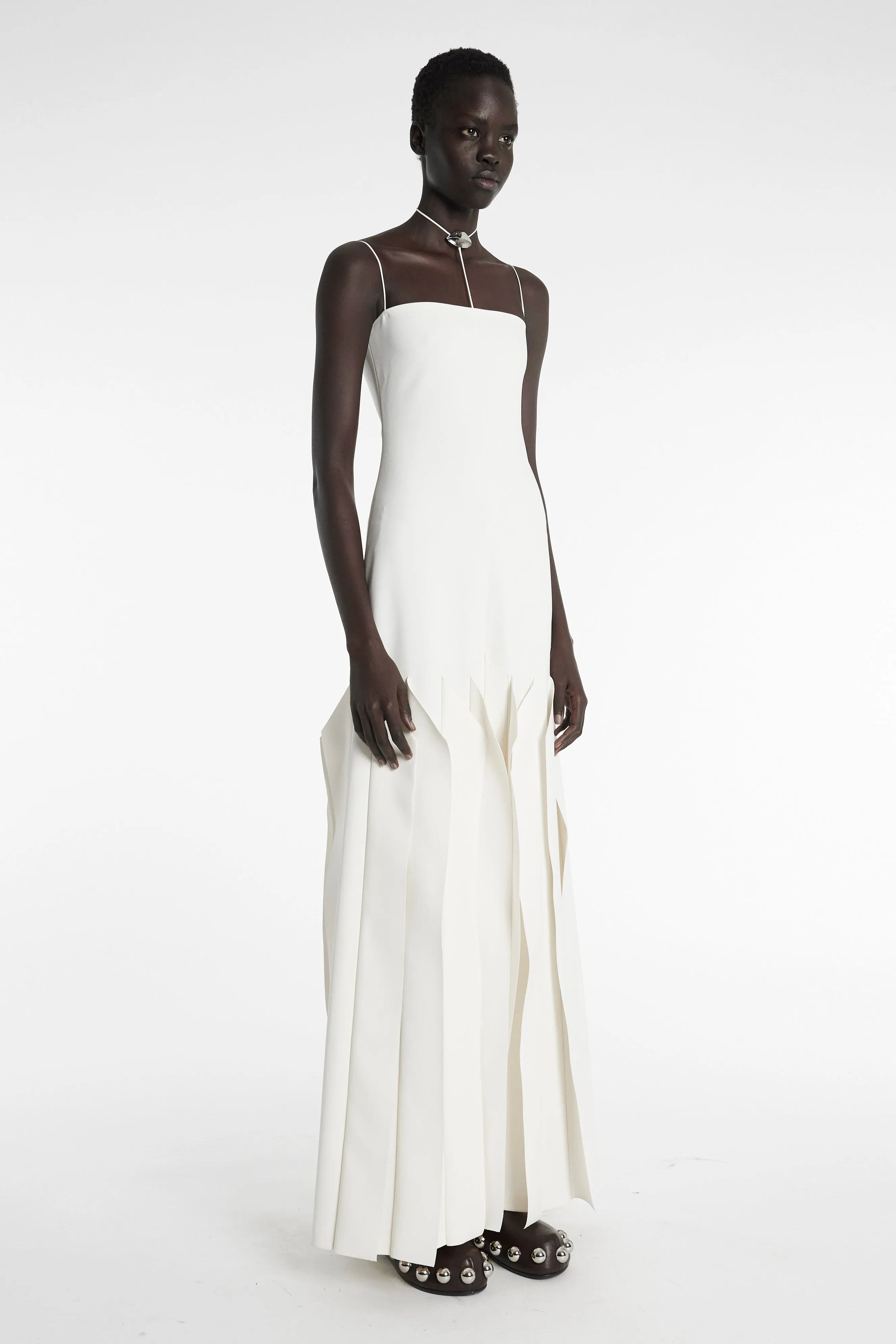 Full Length Lip Choker Dress Ivory
