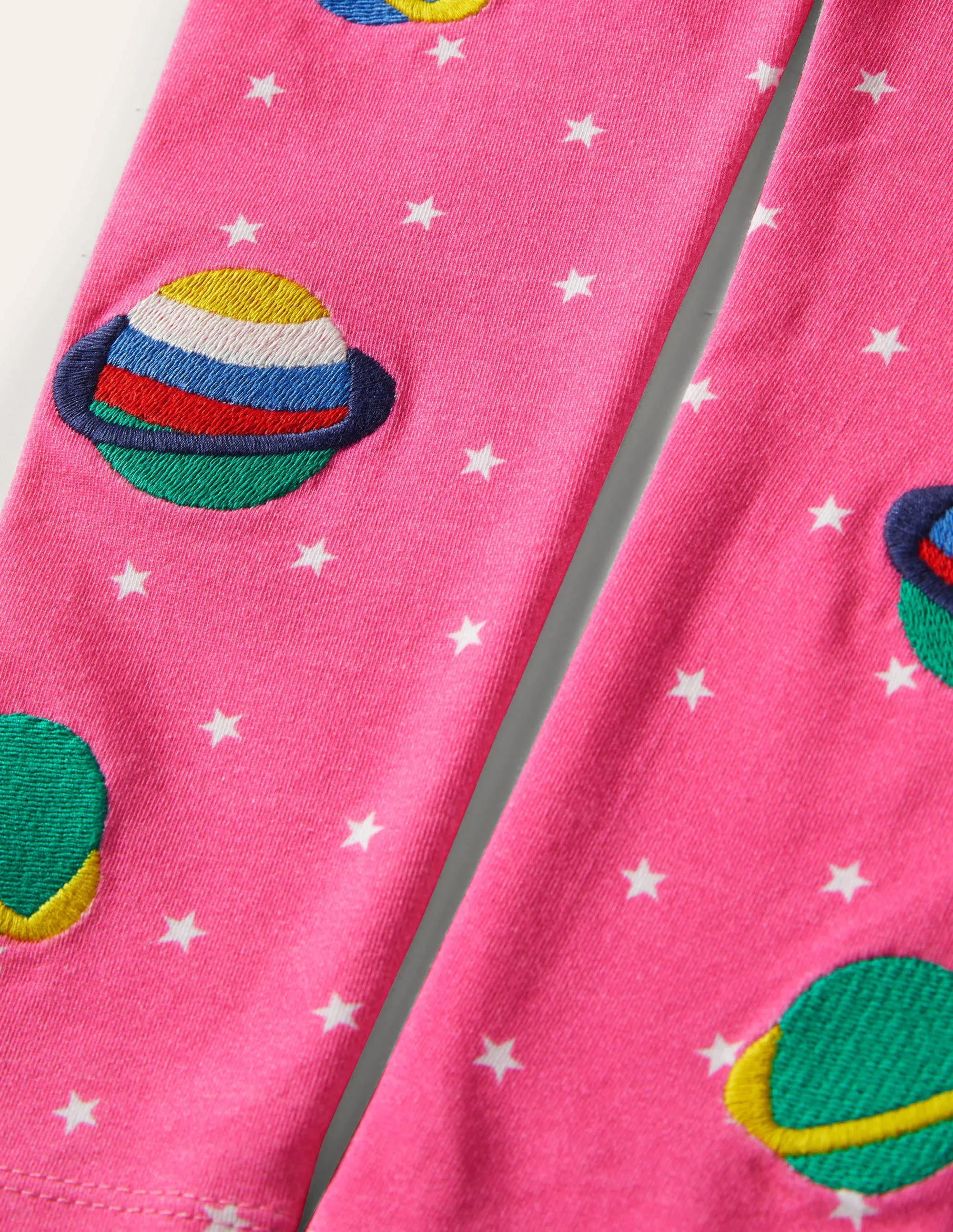 Fun Appliqué Leggings-Strawberry Pink Glowing Space