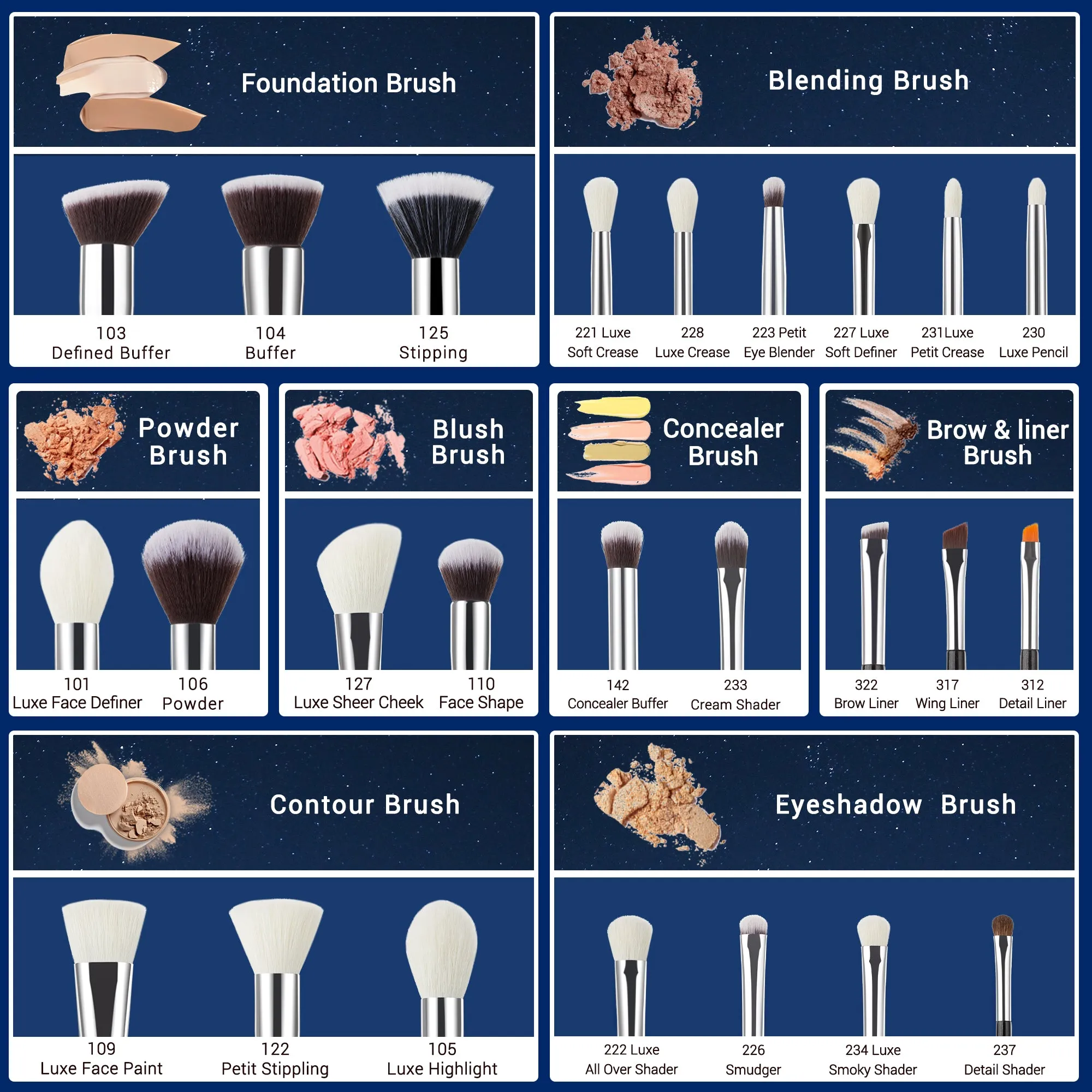 Individual Complete 25Pcs Makeup Brush Set T175