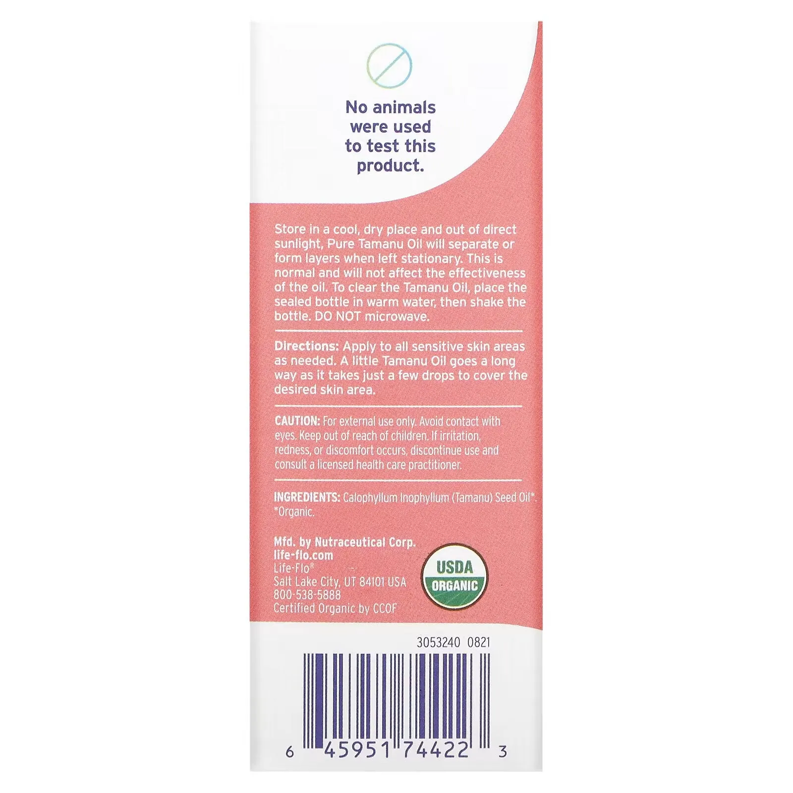 Life-flo Organic Pure Tamanu Oil, 30ml