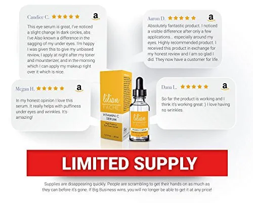 Lilian Fache Vitamin C Serum, Anti Aging Skin Care, 1.0 fl oz