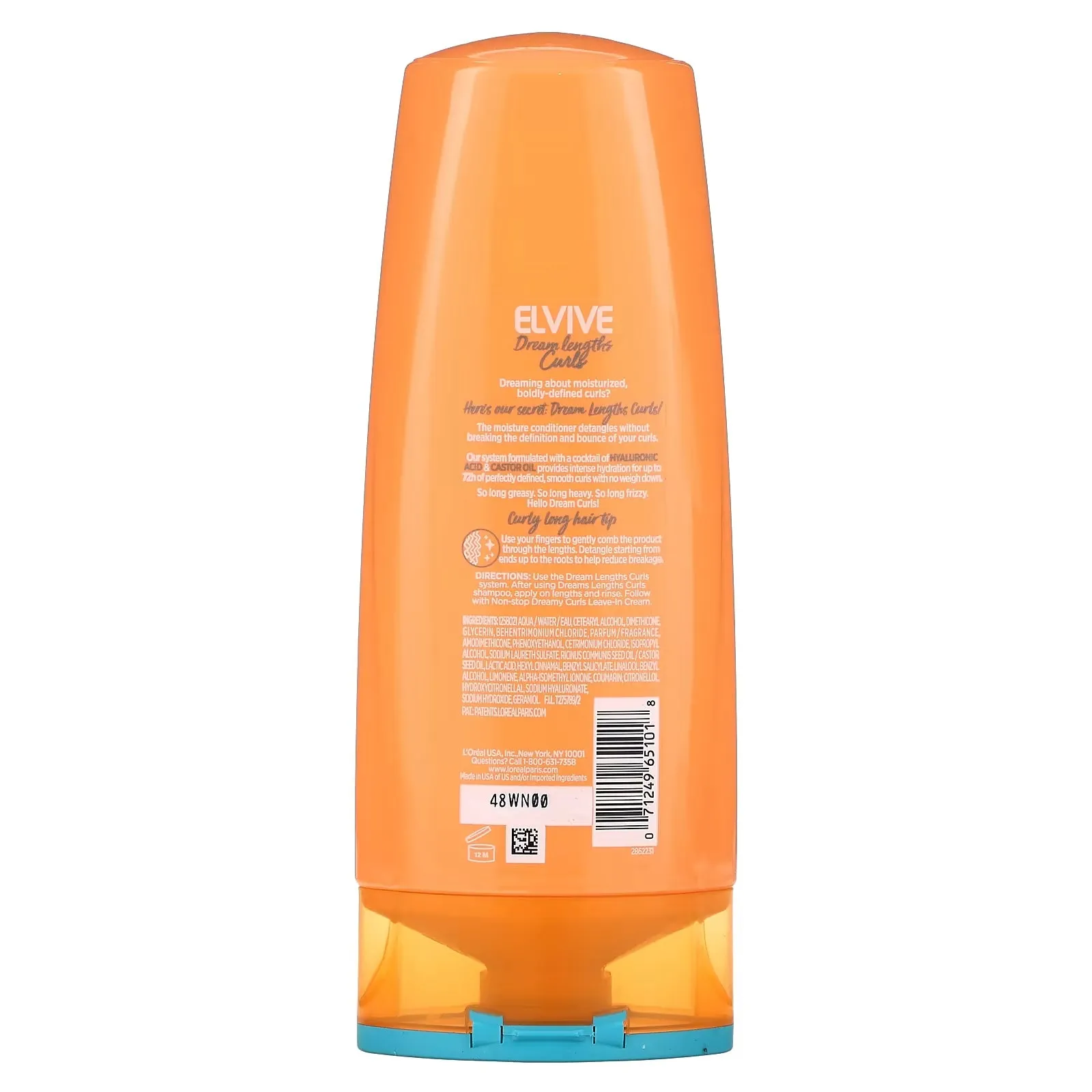 L'Oréal Elvive Dream Lengths Curls Moisturizing Conditioner for Wavy and Curly Hair, 375 ml