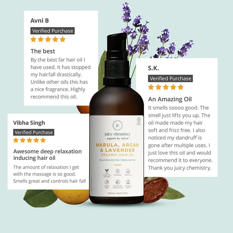 Marula, Argan & Lavender Organic Deep Conditioning Hair Oil for Hair Loss