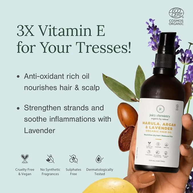 Marula, Argan & Lavender Organic Deep Conditioning Hair Oil for Hair Loss