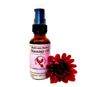 Organic Massage Oil- Arnica, Vegan, Raw, multi-use herbal oil, Face Oil, Hair Oil, Nails Oil, Lip moisturizer (1 Oz.)