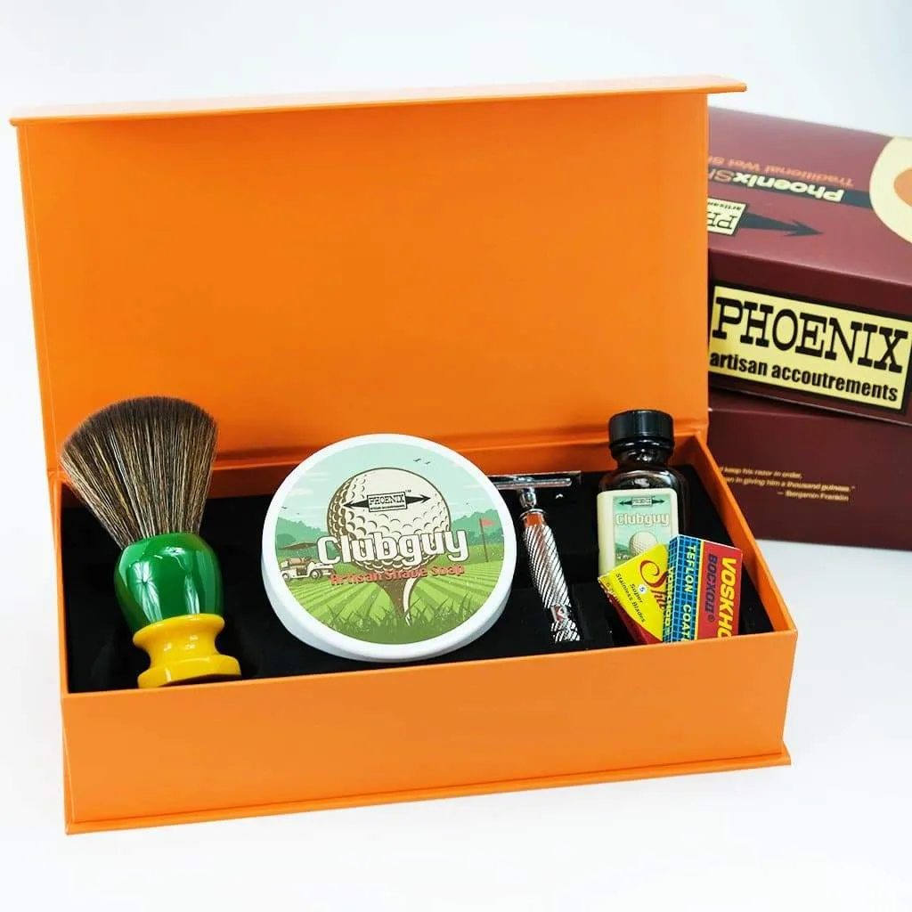 Phoenix Shaving Traditional Shaving Starter Kit | CK-6 Clubguy Symmetry Straight Bar Set