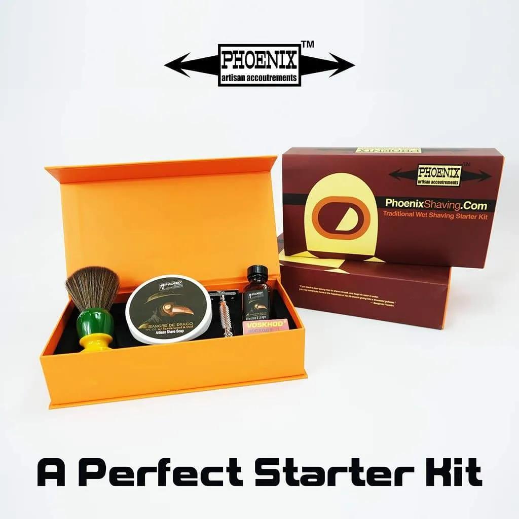 Phoenix Shaving Traditional Shaving Starter Kit | CK-6 Sangre De Drago Symmetry Straight Bar Set