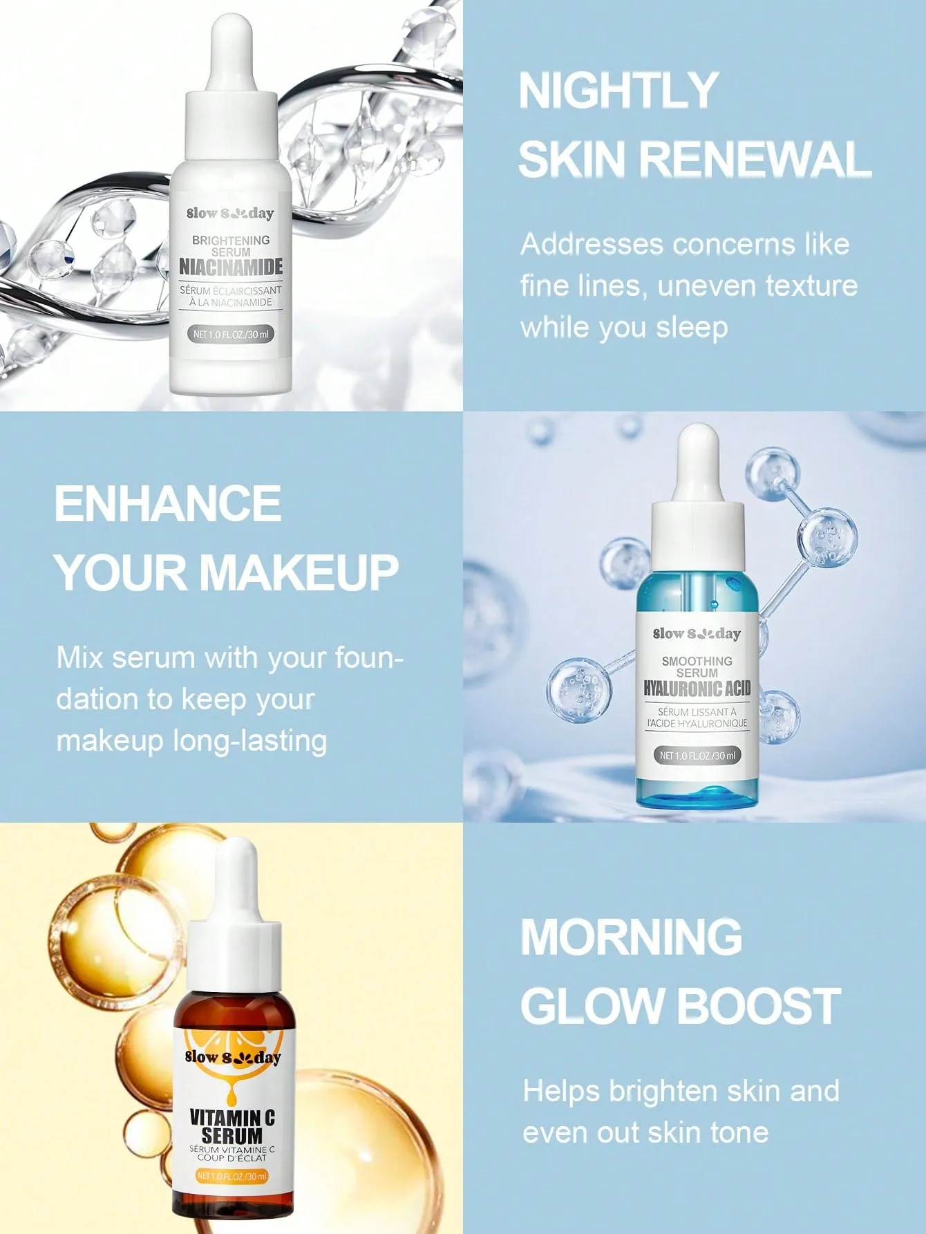 SlowSunday Vitamin C Serum for Face – Anti Aging Face Serum with Vitamin C, Hyaluronic Acid, Vitamin E – Brightening Serum