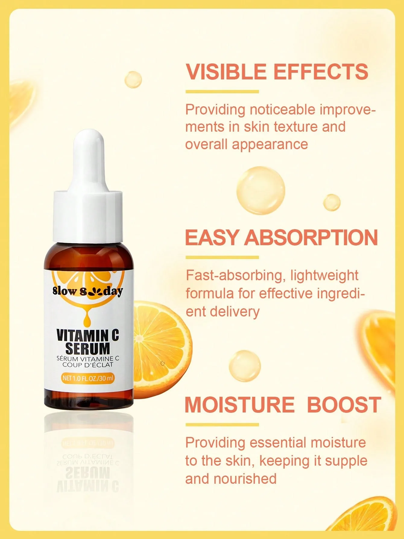 SlowSunday Vitamin C Serum for Face – Anti Aging Face Serum with Vitamin C, Hyaluronic Acid, Vitamin E – Brightening Serum