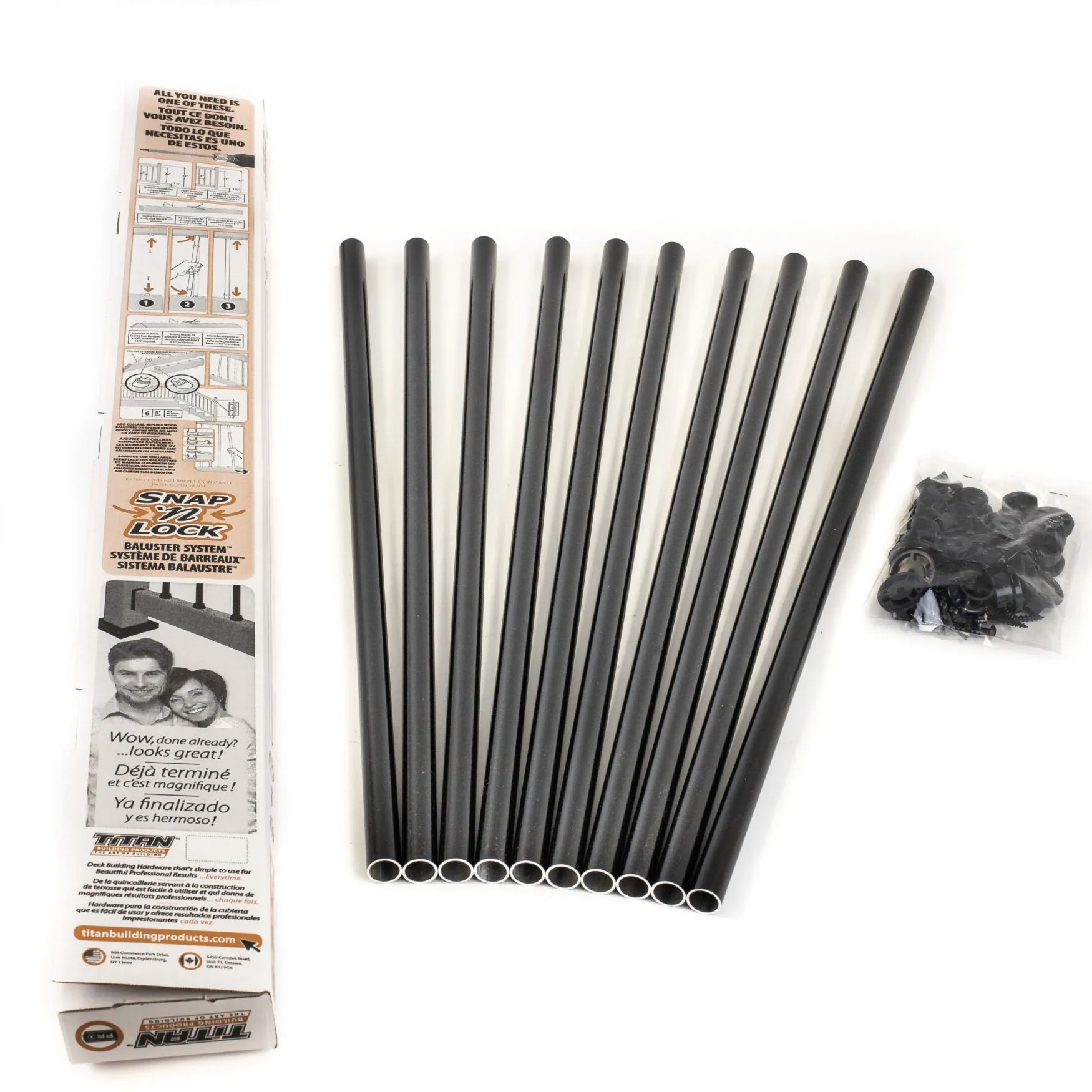 SNAP'N LOCK™ 25" Round baluster Kit, Black (10/Pack)