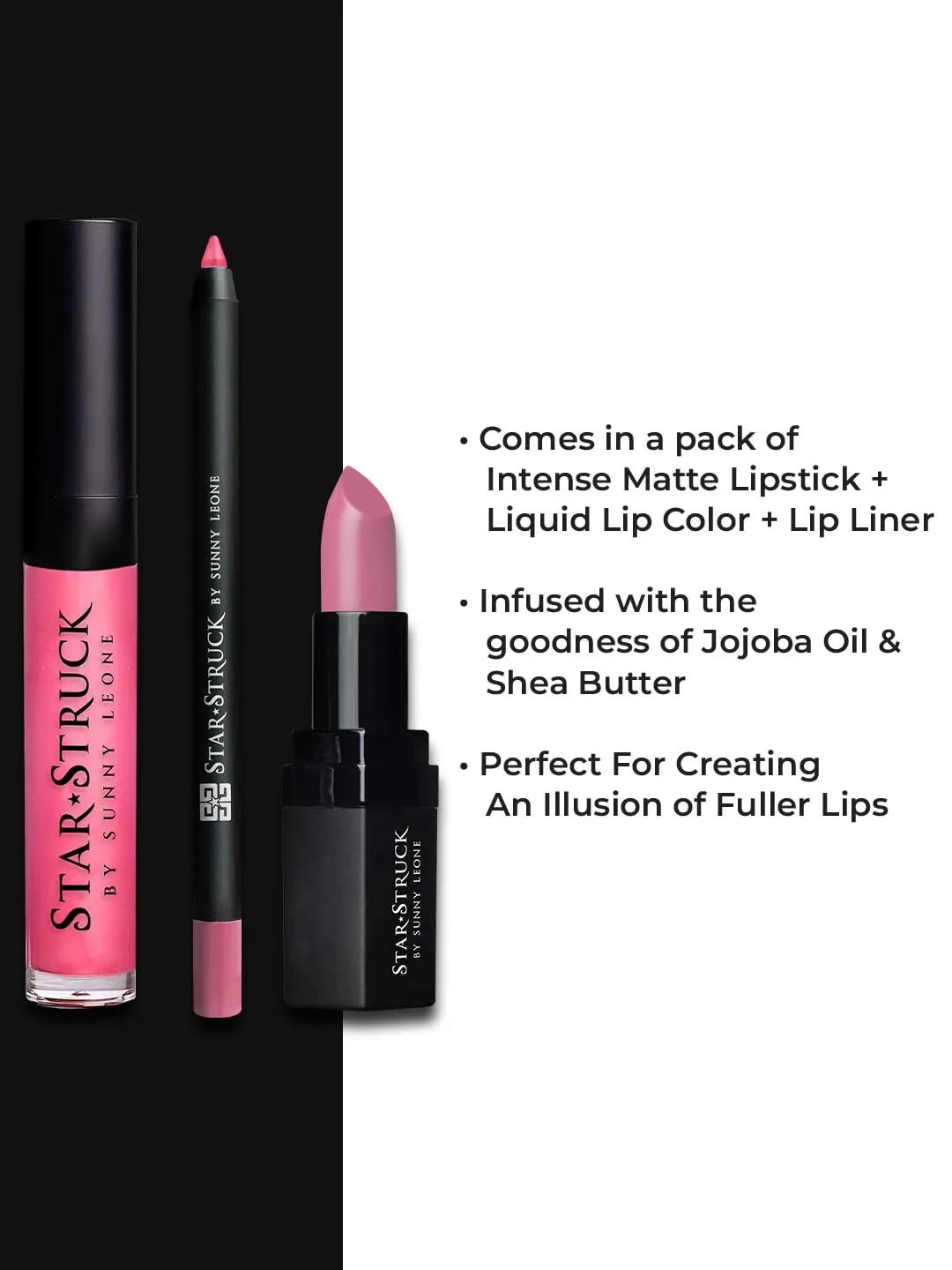 STARSTRUCK BY SUNNY LEONE New Shades of Lipstick   Lip Gloss   Lip Liner Lip Kit (3PC Lip Kit) (Pink Peony)