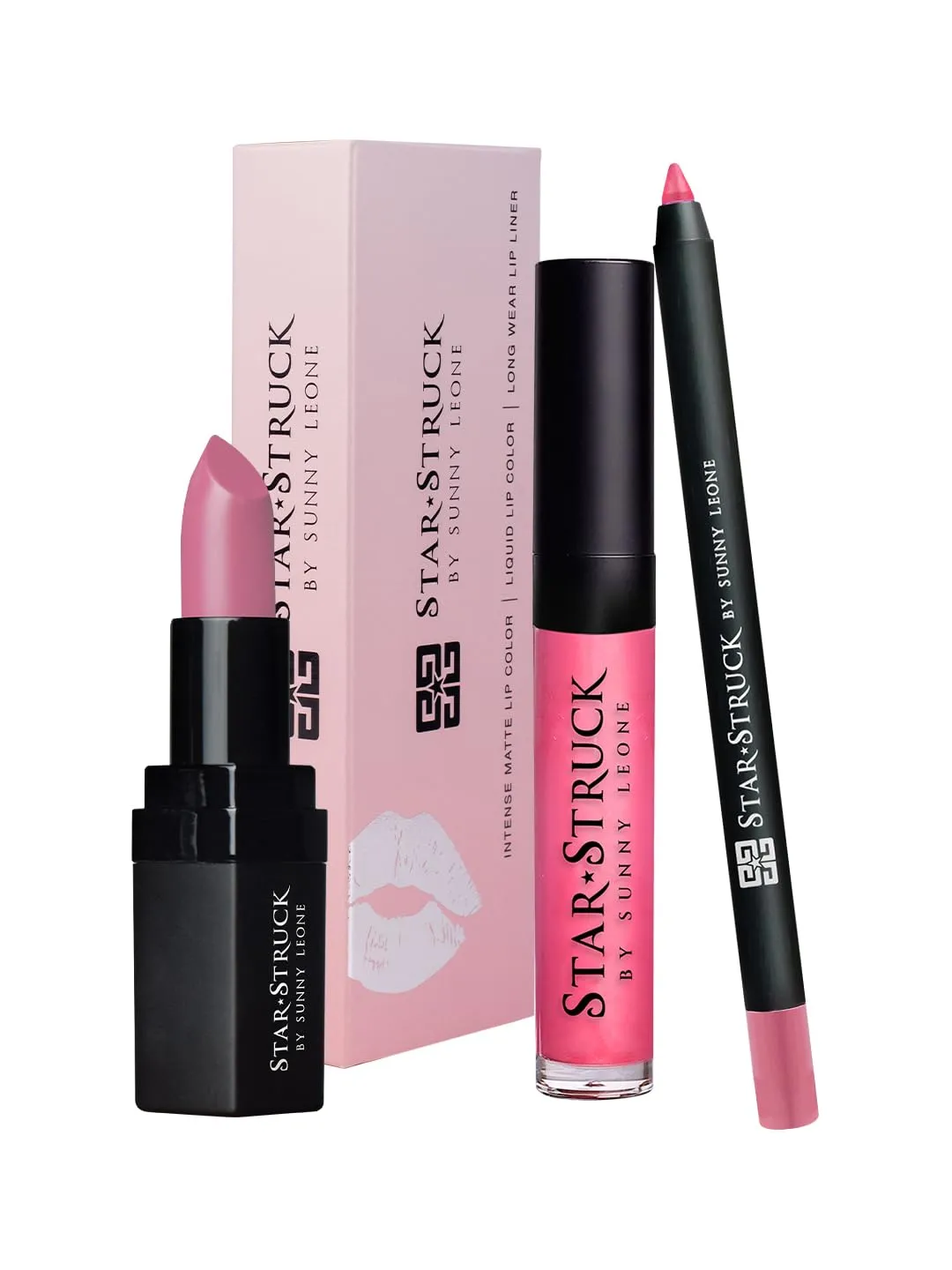 STARSTRUCK BY SUNNY LEONE New Shades of Lipstick   Lip Gloss   Lip Liner Lip Kit (3PC Lip Kit) (Pink Peony)
