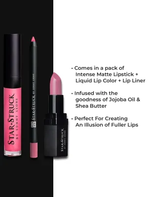 STARSTRUCK BY SUNNY LEONE New Shades of Lipstick   Lip Gloss   Lip Liner Lip Kit (3PC Lip Kit) (Pink Peony)