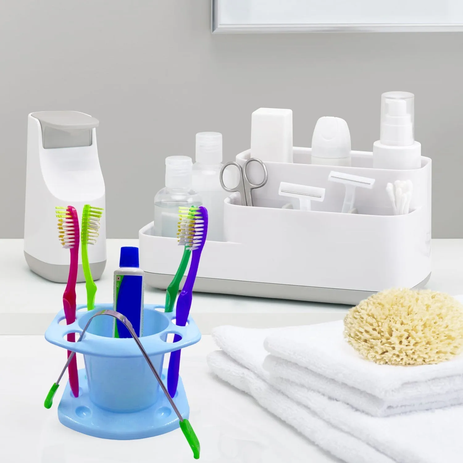 Toothbrush Holder widely used in all types of bathroom places for holding and storing toothbrushes and toothpastes of all types of family members etc.